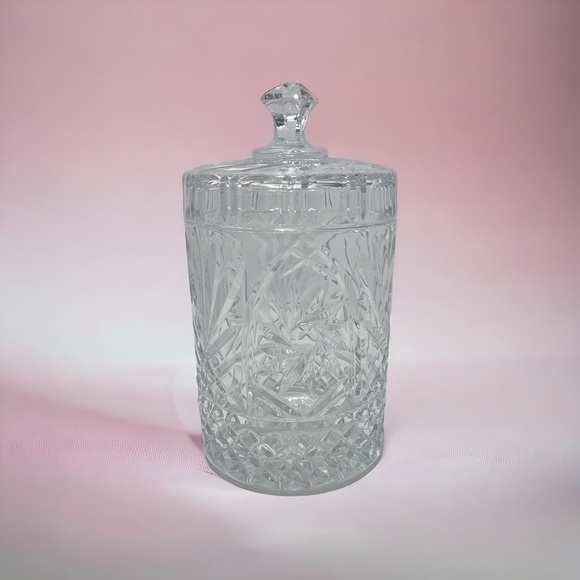 American Crystal Collection Pinwheel Biscuit Barrel - Picture 1 of 4